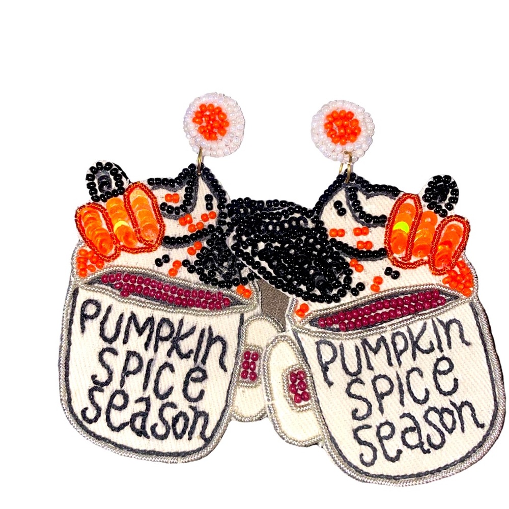 NWT Beaded Coffee Mug Pumpkin Spice Fall Earrings